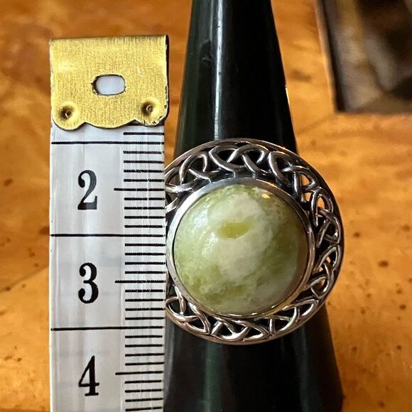 Natural Connemara Marble Sterling Silver Cocktail Ring Size 8 - Picture 7 of 9